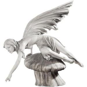 Design Toscano Fairy of the West Wind Shelf Sitting Garden Statue, 19 Inch Tall, Cast Stone Resin, Two Tone Stone Finish(Daydream)