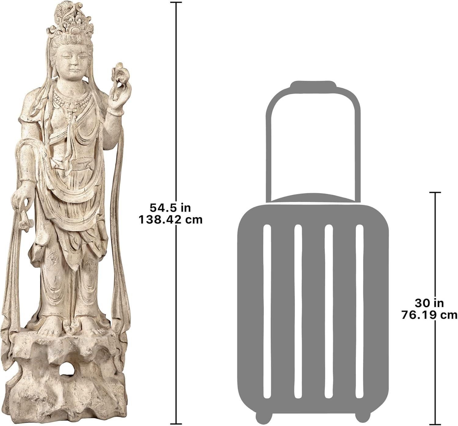 image:imageDesign Toscano GuanYin Patroness of Compassion Asian Decor Outdoor Garden Statue 54 inches Tall Fiberglass Cast Stone Resin Limestone FinishStanding Goddess
