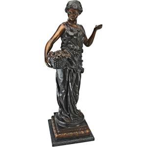Design Toscano Guan-Yin Patroness of Compassion Asian Decor Outdoor Garden Statue, 54 inches Tall, Fiberglass Cast Stone Resin, Limestone Finish(Goddess of Nature)