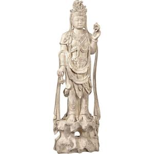 Design Toscano Guan-Yin Patroness of Compassion Asian Decor Outdoor Garden Statue, 54 inches Tall, Fiberglass Cast Stone Resin, Limestone Finish(Standing Goddess)