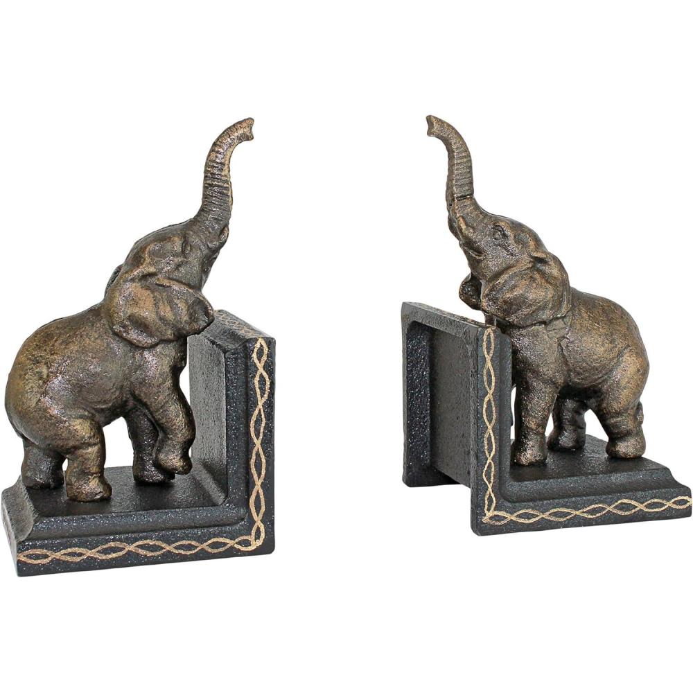 image:imageDesign Toscano SP1601 Bookworm Bunny Rabbits Cast Iron Sculptural Bookend Pair full colorTriumphant Elephant