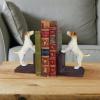 Design Toscano SP1601 Bookworm Bunny Rabbits Cast Iron Sculptural Bookend Pair, full color(Jack Russell Terrier)
