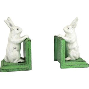 Design Toscano SP1601 Bookworm Bunny Rabbits Cast Iron Sculptural Bookend Pair, full color(Bookworm Bunny)