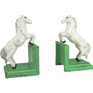Design Toscano SP1601 Bookworm Bunny Rabbits Cast Iron Sculptural Bookend Pair, full color(Majestic Stallion)