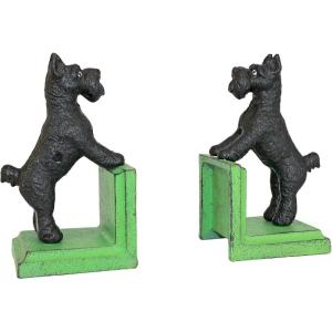 Design Toscano SP1601 Bookworm Bunny Rabbits Cast Iron Sculptural Bookend Pair, full color(Over the Fence Scotty)