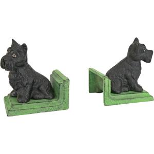 Design Toscano SP1601 Bookworm Bunny Rabbits Cast Iron Sculptural Bookend Pair, full color(Sitting Scotty)
