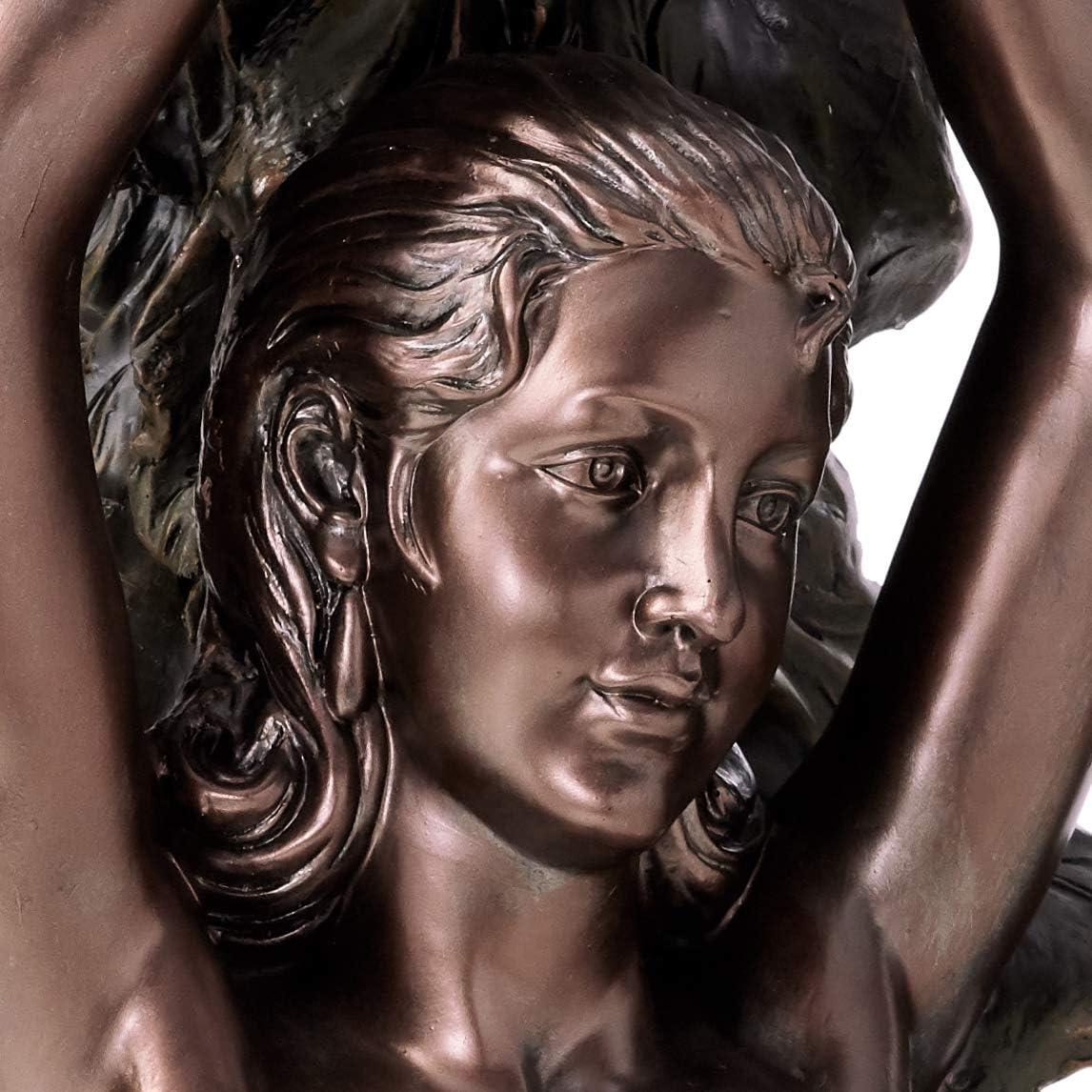 image:imageDesign Toscano Peacock Woman Sculptural Floor Torchiere Lamp 19 inches wide 74 inches tall Cast Stone Resin Bronze Finish