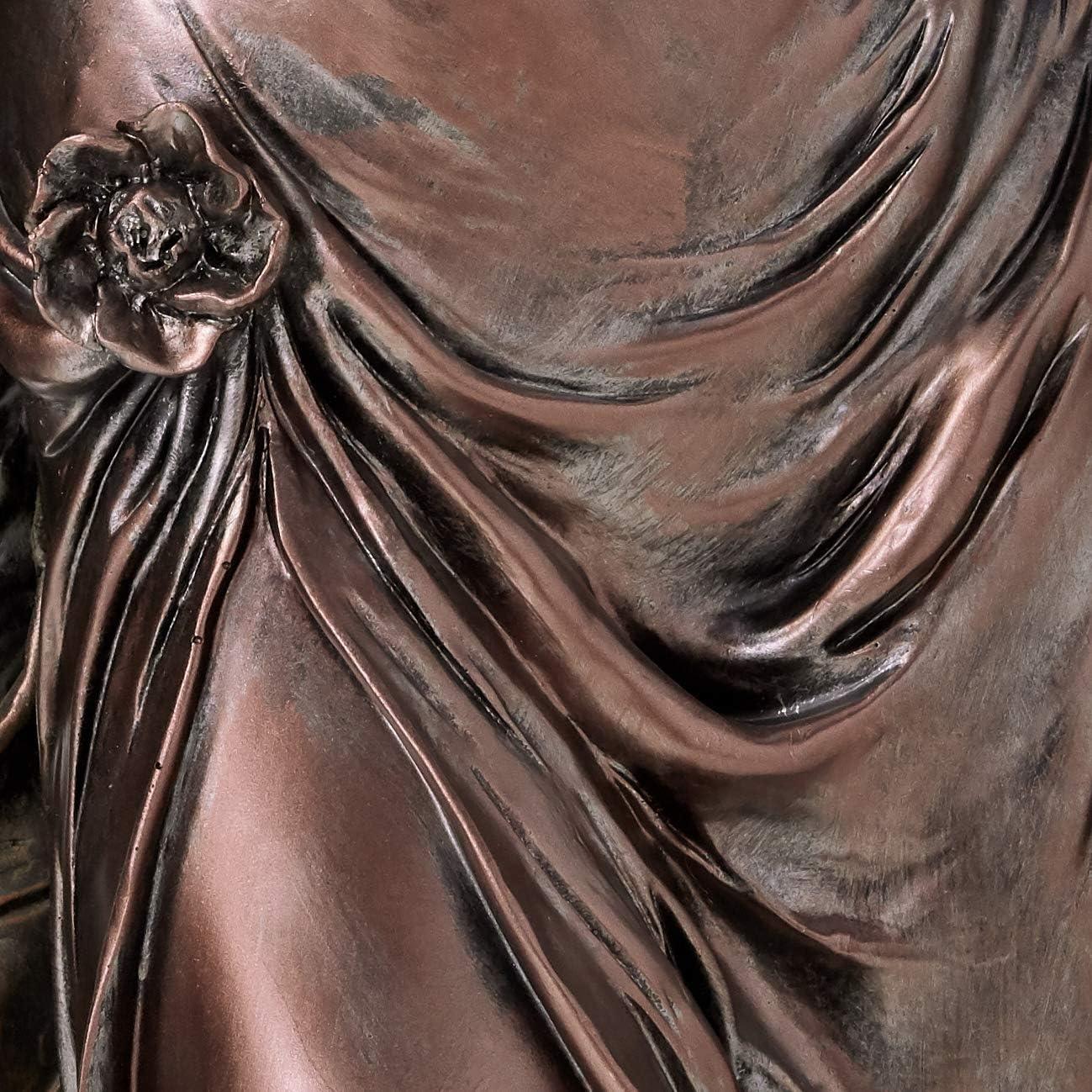 image:imageDesign Toscano Peacock Woman Sculptural Floor Torchiere Lamp 19 inches wide 74 inches tall Cast Stone Resin Bronze Finish