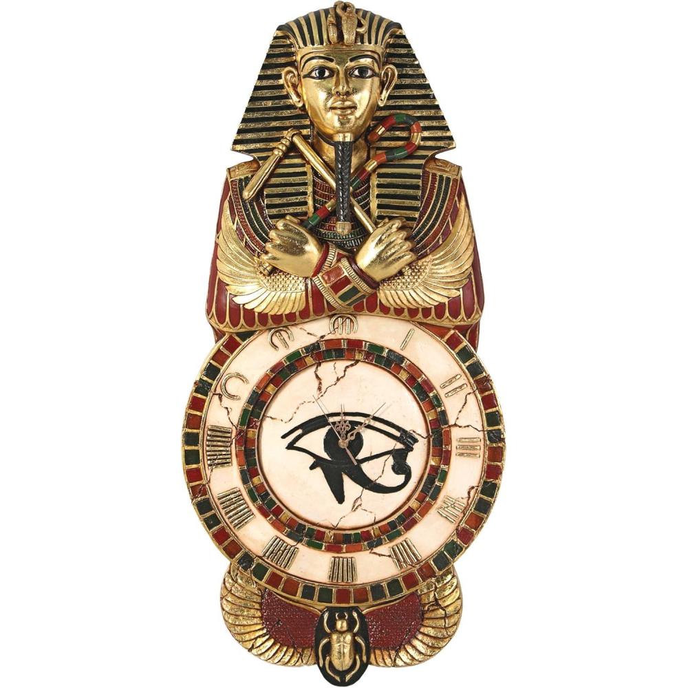 image:imageDesign Toscano Medinet Habu Egyptian Wall Clock Sculpture 40 Inch Fiberglass Polyresin Gold Leaf