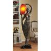 Design Toscano Art Deco Patroness of Light Woman Sculptural Floor Torchiere Lamp, 20 inches wide, 70 inches tall, Cast Stone Resin, Bronze Finish