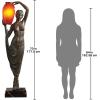 Design Toscano Art Deco Patroness of Light Woman Sculptural Floor Torchiere Lamp, 20 inches wide, 70 inches tall, Cast Stone Resin, Bronze Finish