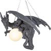 Design Toscano Nights Fury Dragon Gothic Decor Hanging Light Fixture Chandelier, 21 Inches Wide, 19 Inches Deep, 15 Inches High, Handcast Polyresin with Glass Globe, Gray Stone Finish
