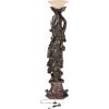 Design Toscano Peacock Woman Sculptural Floor Torchiere Lamp, 19 inches wide, 74 inches tall, Cast Stone Resin, Bronze Finish
