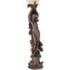 Design Toscano Peacock Woman Sculptural Floor Torchiere Lamp, 19 inches wide, 74 inches tall, Cast Stone Resin, Bronze Finish