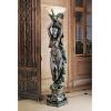 Design Toscano Peacock Woman Sculptural Floor Torchiere Lamp, 19 inches wide, 74 inches tall, Cast Stone Resin, Bronze Finish