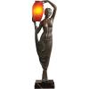 Design Toscano Art Deco Patroness of Light Woman Sculptural Floor Torchiere Lamp, 20 inches wide, 70 inches tall, Cast Stone Resin, Bronze Finish