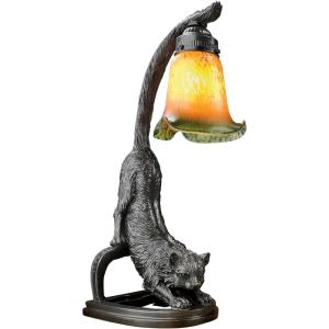 Design Toscano Crouching Cat Flexing Feline Illuminated Sculpture