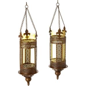 Design Toscano MH982097 Kinnaird Castle Hanging Pendant Wall Sconce (Set of 2),verdigris
