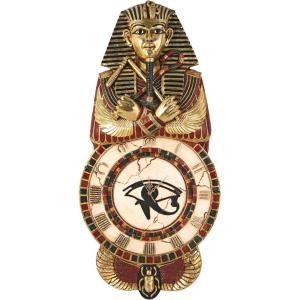 Design Toscano Medinet Habu Egyptian Wall Clock Sculpture, 40 Inch, Fiberglass Polyresin, Gold Leaf