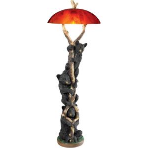 Design Toscano Setting Sun Black Bear Sculptural Floor Lamp