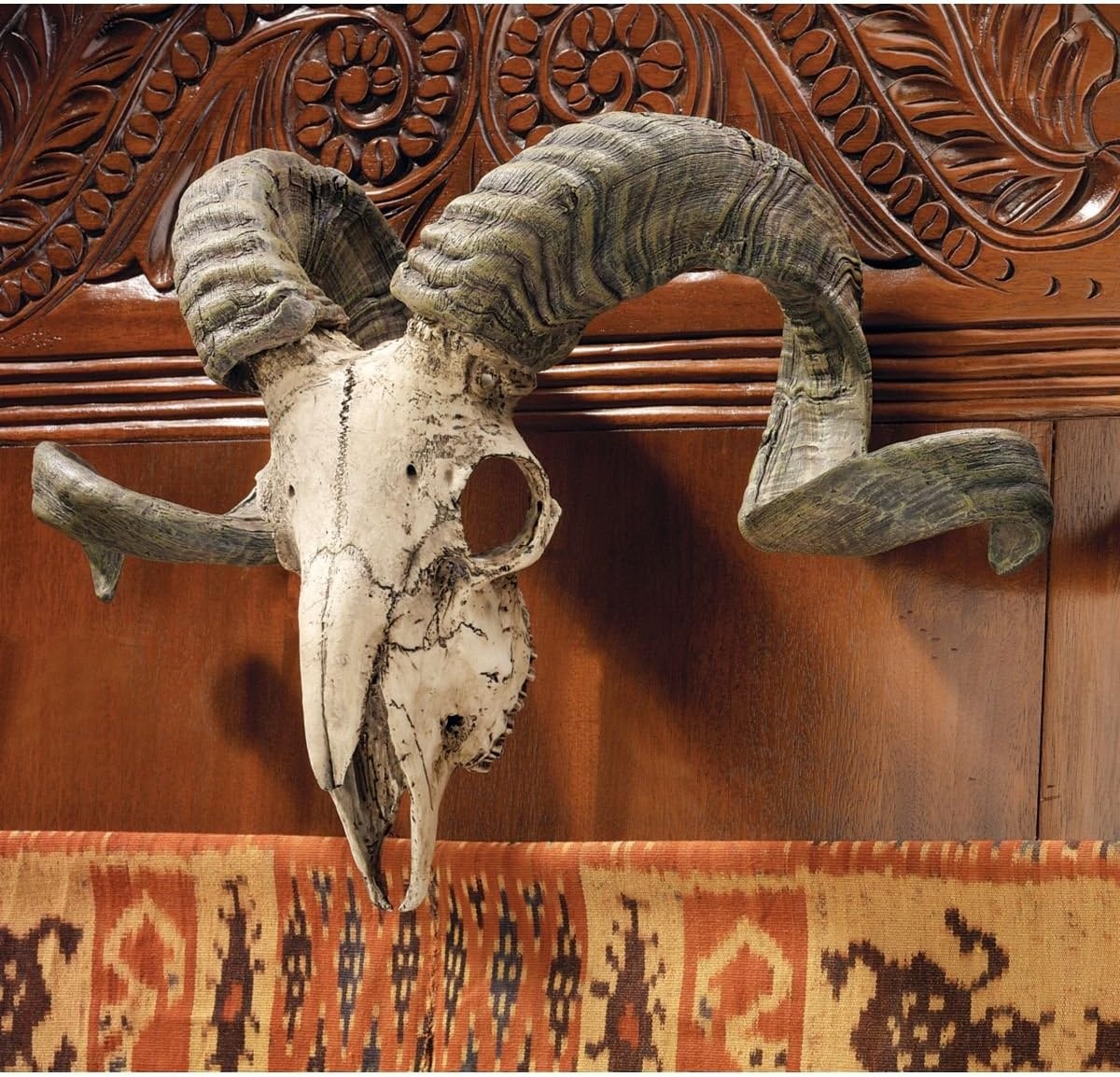 image:imageDesign Toscano Corsican Ram Skull and Horns Wall Sculpture Faux Taxidermy Animal Trophy 19 Inch Cast Stone Resin Painted Bone Finish