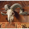 Design Toscano Corsican Ram Skull and Horns Wall Sculpture Faux Taxidermy Animal Trophy, 19 Inch, Cast Stone Resin, Painted Bone Finish