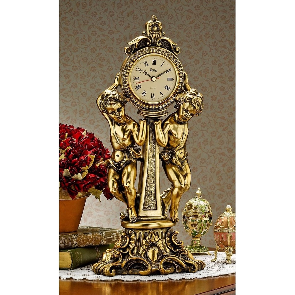 image:imageDesign Toscano Amboise Twin Cherubs Mantle Clock gold