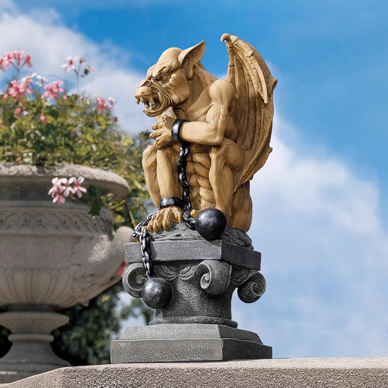 image:imageDesign Toscano BallAndChain Dungeon Gargoyle Gothic Statue 15 Inch Polyresin Two Tone StoneBallAndChain