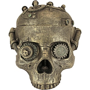 Design Toscano CL6067 Steampunk Skull Containment Vessel Gothic Stash Box Statue, Antique Brass