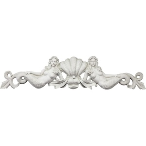 Design Toscano Sounds of The Sea Mermaid Wall Sculptures, Two Tone Stone, 2.00″ x 4.00″(Pediment)