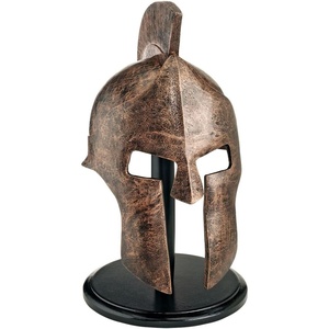 Design Toscano WJ4571 Greek Spartan Helmet Corinthian Armor Statue with Stand, 16 Inch, silver