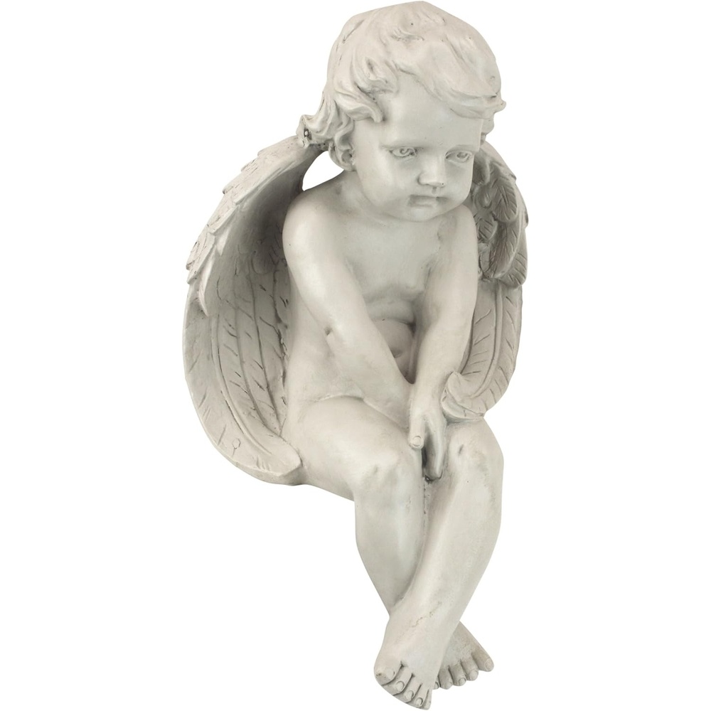 image:imageDesign Toscano Angel of Contemplation Shelf Sitting Statue 12 Inch Polyresin Antique StoneMeditation