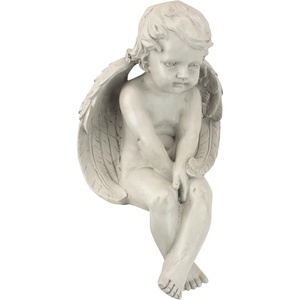 Design Toscano Angel of Contemplation Shelf Sitting Statue, 12 Inch, Polyresin, Antique Stone(Meditation)