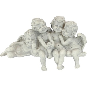 Design Toscano SH380151 Cherub Conclave Shelf Sitter Baby Angel Statue Figurine, 18 Inches Wide, 5 Inches Deep, 12 Inches Tall, Handcast Polyresin, Antique Stone Finish