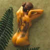 Design Toscano Dance of Desire Modern Couple Wall Sculpture for Bedroom or Bath, 17 inches wide, 23 inches tall, Cast Stone Resin, Bronze Finish(Tattooed Woman)