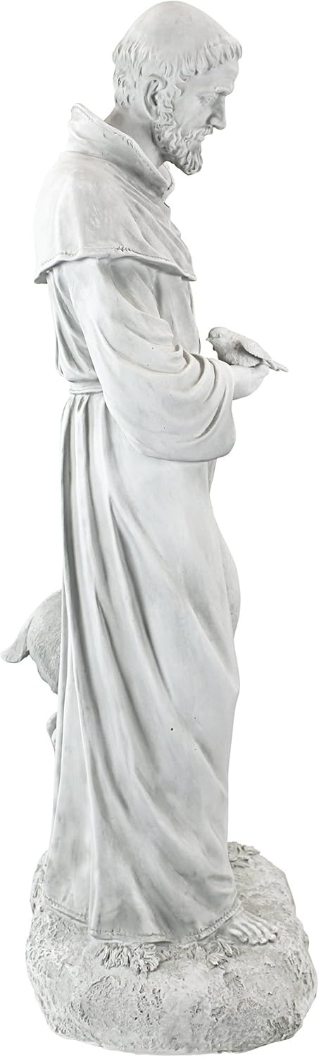 image:imageDesign Toscano Francis of Assisi Reflection Pool Outdoor Garden Statue Birdbath 7 inches wide 16 inches tall Cast Stone Resin Antique Stone FinishAntique Stone
