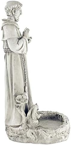 image:imageDesign Toscano Francis of Assisi Reflection Pool Outdoor Garden Statue Birdbath 7 inches wide 16 inches tall Cast Stone Resin Antique Stone FinishAntique Stone