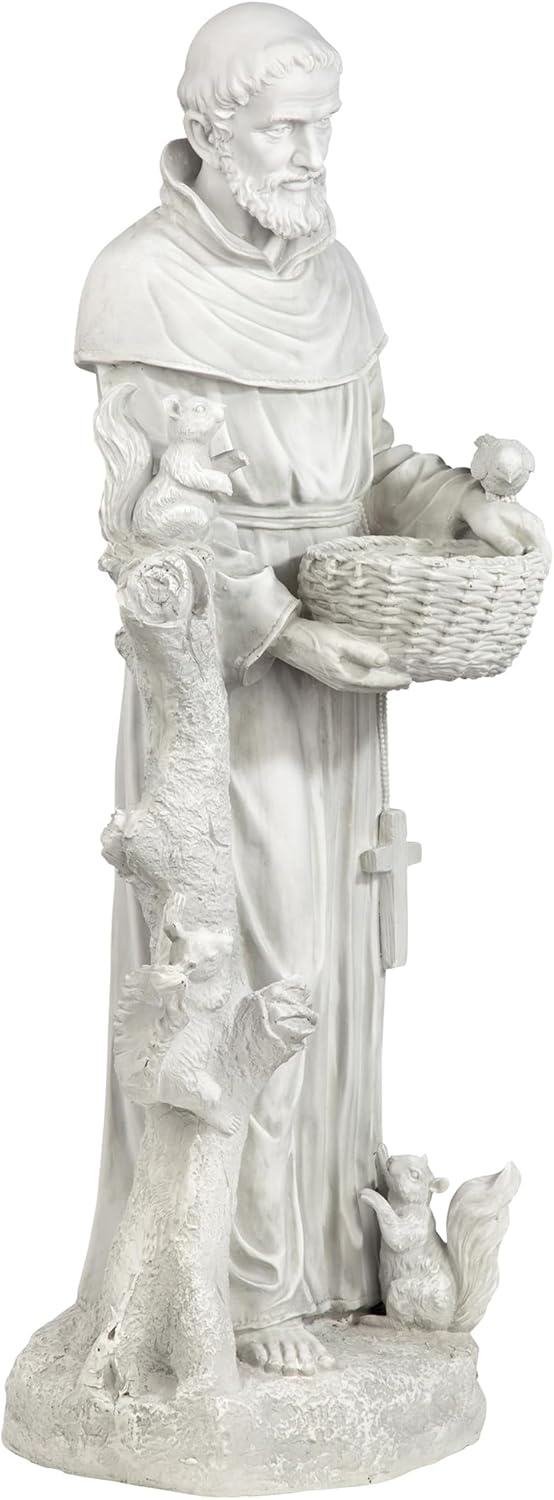 image:imageDesign Toscano Francis of Assisi Reflection Pool Outdoor Garden Statue Birdbath 7 inches wide 16 inches tall Cast Stone Resin Antique Stone FinishAntique Stone
