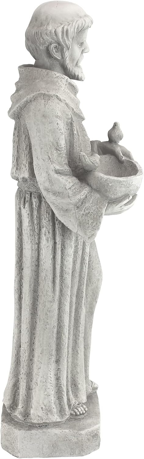 image:imageDesign Toscano Francis of Assisi Reflection Pool Outdoor Garden Statue Birdbath 7 inches wide 16 inches tall Cast Stone Resin Antique Stone FinishAntique Stone