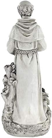image:imageDesign Toscano Francis of Assisi Reflection Pool Outdoor Garden Statue Birdbath 7 inches wide 16 inches tall Cast Stone Resin Antique Stone FinishAntique Stone
