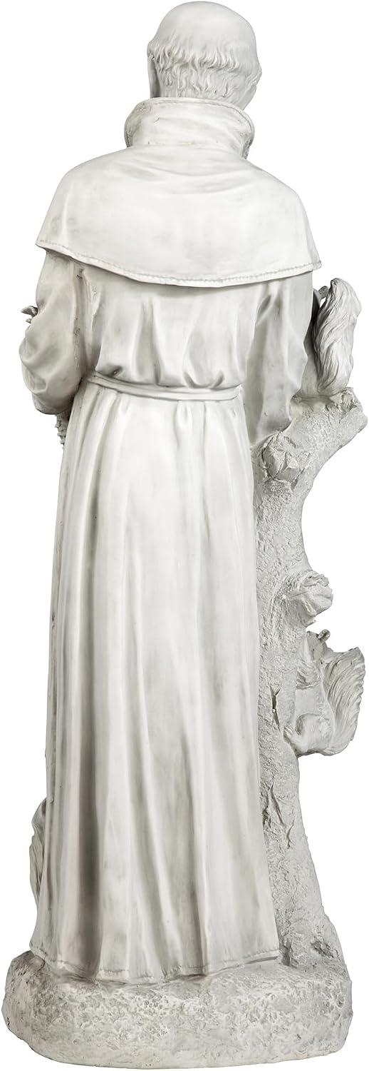 image:imageDesign Toscano Francis of Assisi Reflection Pool Outdoor Garden Statue Birdbath 7 inches wide 16 inches tall Cast Stone Resin Antique Stone FinishAntique Stone