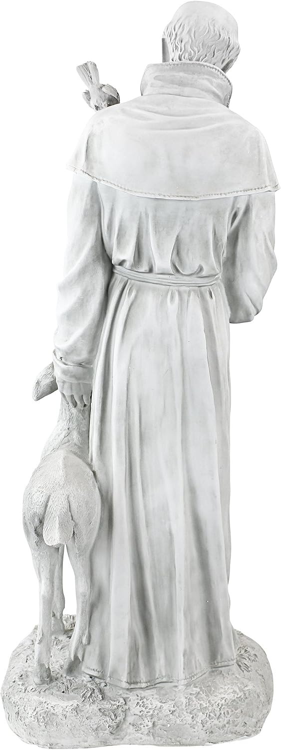 image:imageDesign Toscano Francis of Assisi Reflection Pool Outdoor Garden Statue Birdbath 7 inches wide 16 inches tall Cast Stone Resin Antique Stone FinishAntique Stone