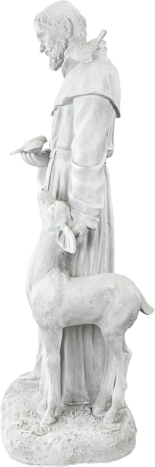 image:imageDesign Toscano Francis of Assisi Reflection Pool Outdoor Garden Statue Birdbath 7 inches wide 16 inches tall Cast Stone Resin Antique Stone FinishAntique Stone