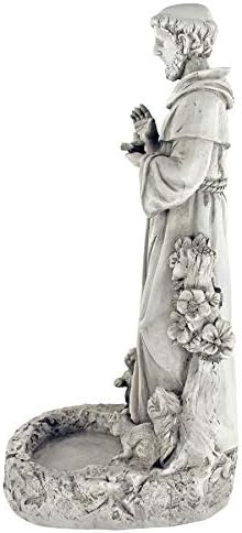 image:imageDesign Toscano Francis of Assisi Reflection Pool Outdoor Garden Statue Birdbath 7 inches wide 16 inches tall Cast Stone Resin Antique Stone FinishAntique Stone