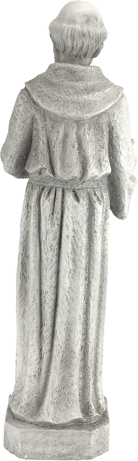 image:imageDesign Toscano Francis of Assisi Reflection Pool Outdoor Garden Statue Birdbath 7 inches wide 16 inches tall Cast Stone Resin Antique Stone FinishAntique Stone