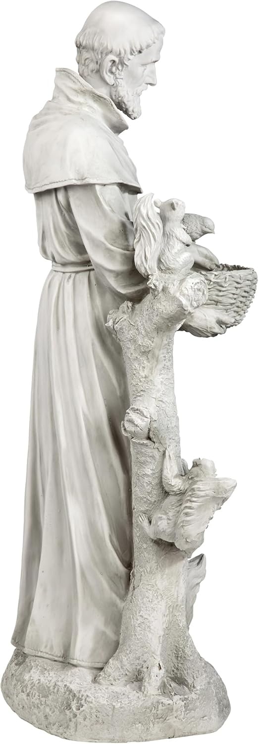 image:imageDesign Toscano Francis of Assisi Reflection Pool Outdoor Garden Statue Birdbath 7 inches wide 16 inches tall Cast Stone Resin Antique Stone FinishAntique Stone