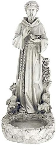 image:imageDesign Toscano Francis of Assisi Reflection Pool Outdoor Garden Statue Birdbath 7 inches wide 16 inches tall Cast Stone Resin Antique Stone FinishAntique Stone
