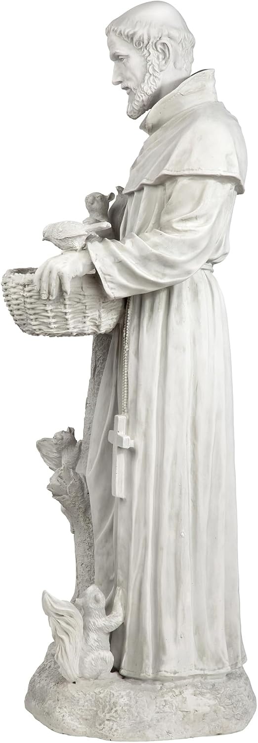 image:imageDesign Toscano Francis of Assisi Reflection Pool Outdoor Garden Statue Birdbath 7 inches wide 16 inches tall Cast Stone Resin Antique Stone FinishAntique Stone