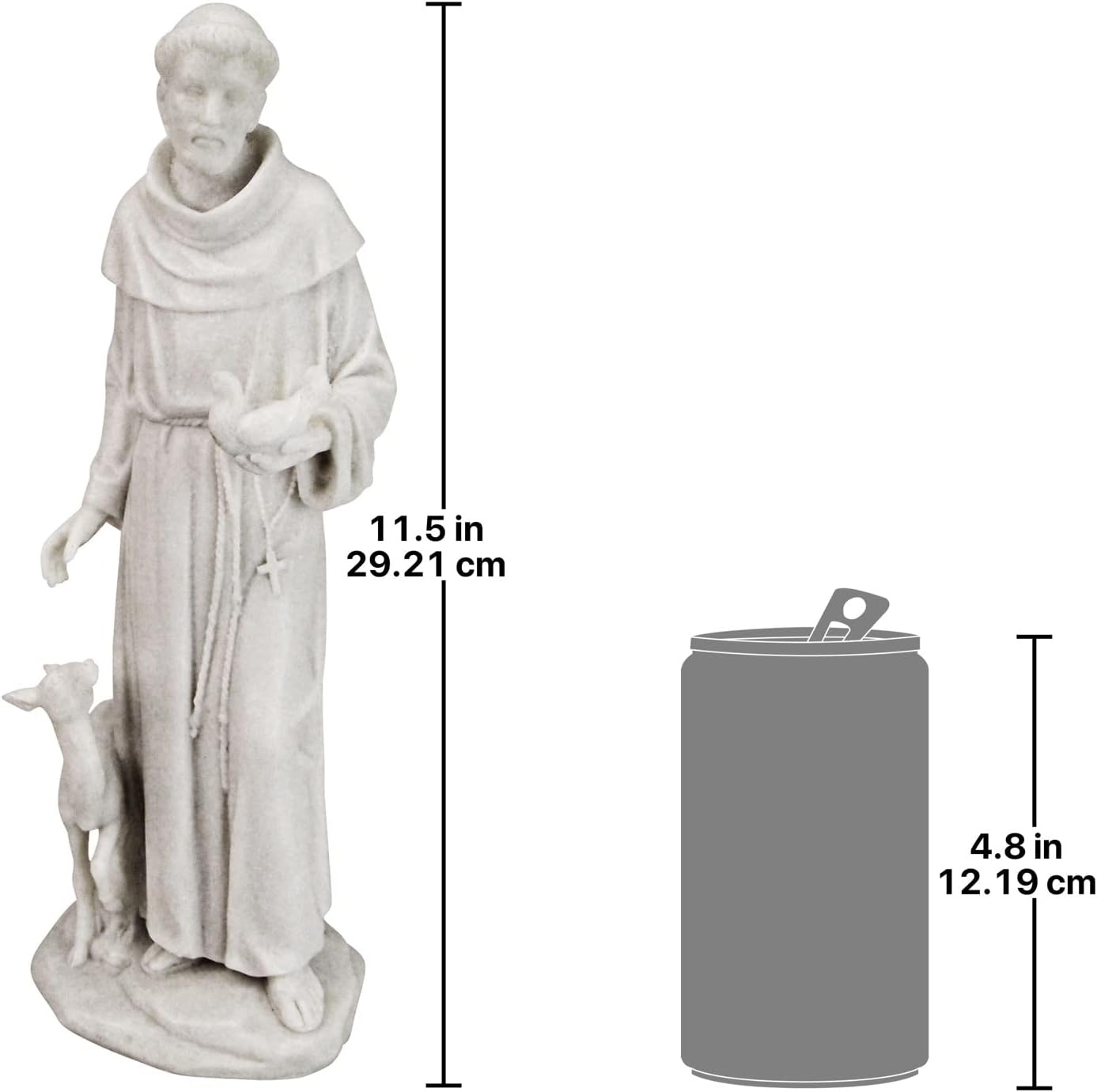 image:imageDesign Toscano Francis of Assisi Reflection Pool Outdoor Garden Statue Birdbath 7 inches wide 16 inches tall Cast Stone Resin Antique Stone FinishWhite